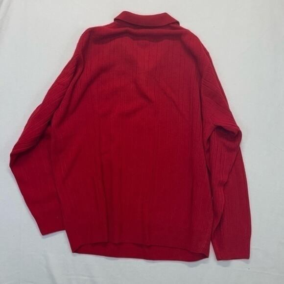 Geoffrey Beene Collar Sweater red Acrylic V-neck Mens Size XL vintage - Picture 5 of 8